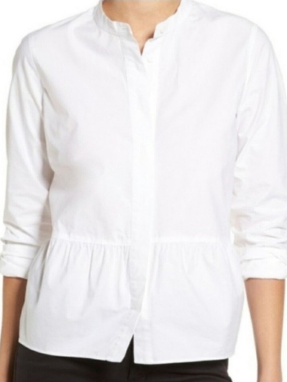 Madewell White Lakeside Cotton Button Front Peplum Hem Blouse Size XXS